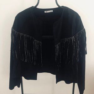 Zara glitter fringe jacket sz M